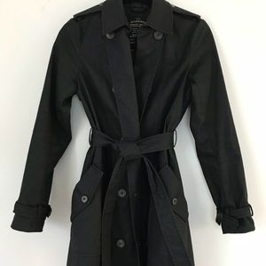 All Saints Black Italian Cloth Trench Coat